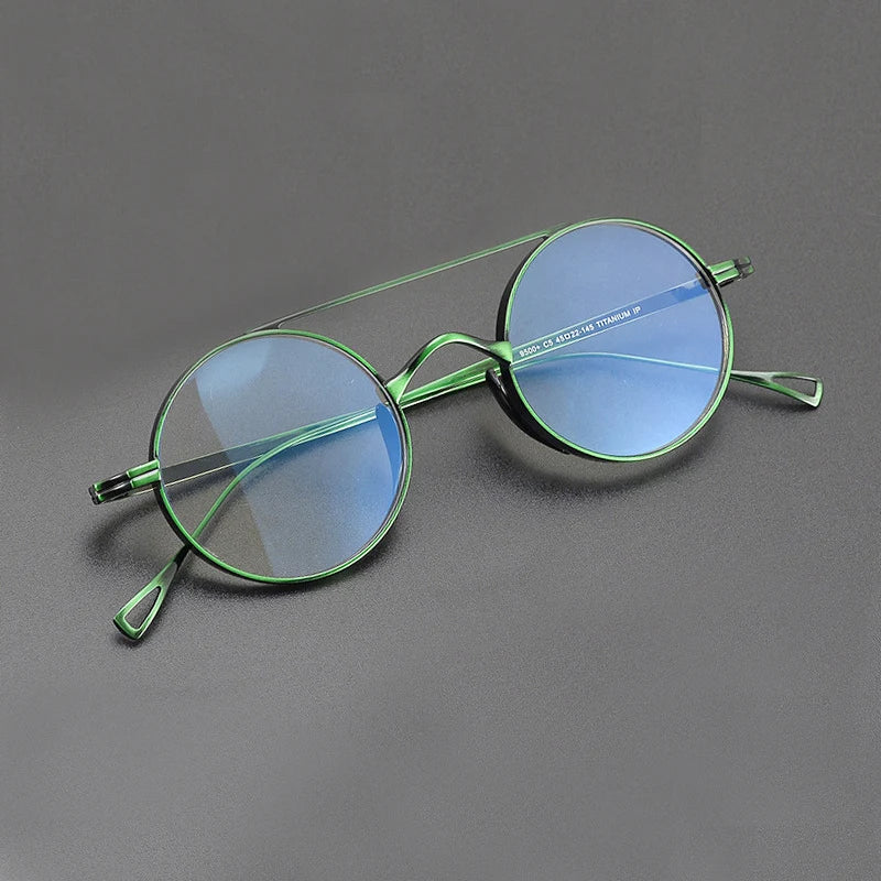 Yujo Women's Full Rim Round Double Bridge Titanium Eyeglasses 13522 Full Rim Yujo