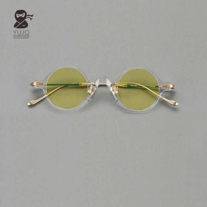 Yujo Unisex Full Rim Round Titanium Acetate Polarized Sunglasses 4128B Full Rim Yujo