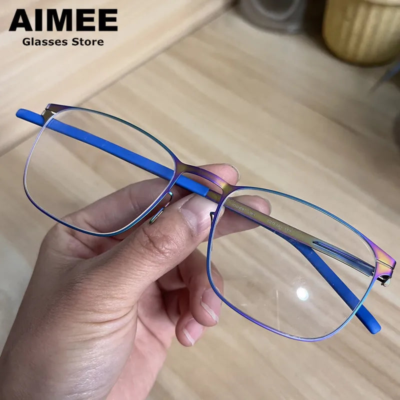 Aimee Unisex Full Rim Square Screwless Steel Eyeglasses 61499