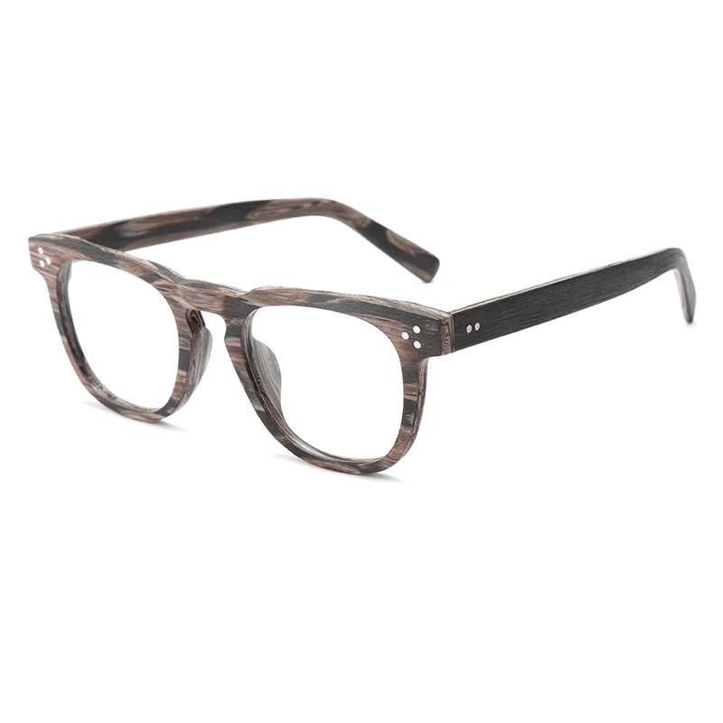 Hdcrafter Unisex Full Rim Square Wood  Eyeglasses 8182 Full Rim Hdcrafter Eyeglasses Grain-Grey-C15  