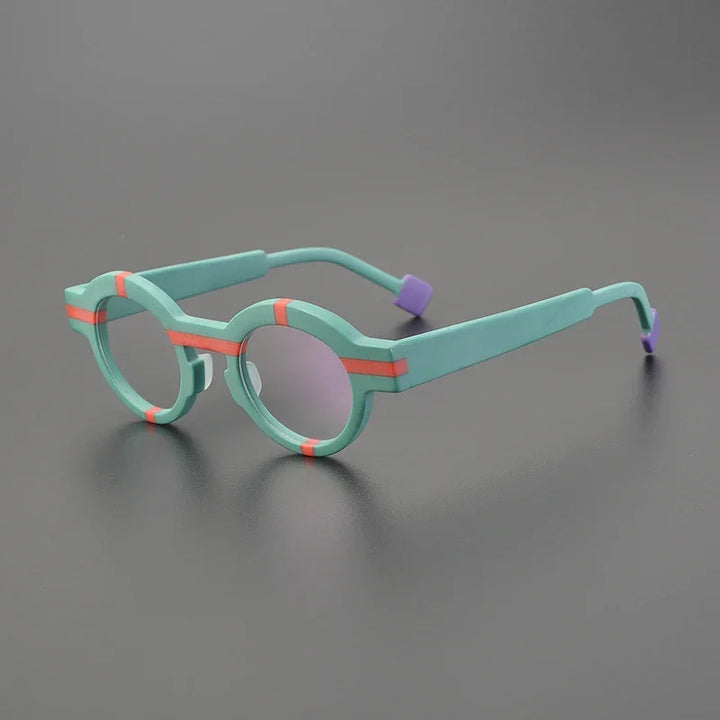 Hewei Unisex Full Rim Round Matte Acetate Eyeglasses 14126 Full Rim Hewei C1 CHINA