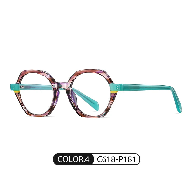 Gmei Women's Full Rim Polygon Acetate Eyegasses 8825 Full Rim Gmei Optical C618-P181