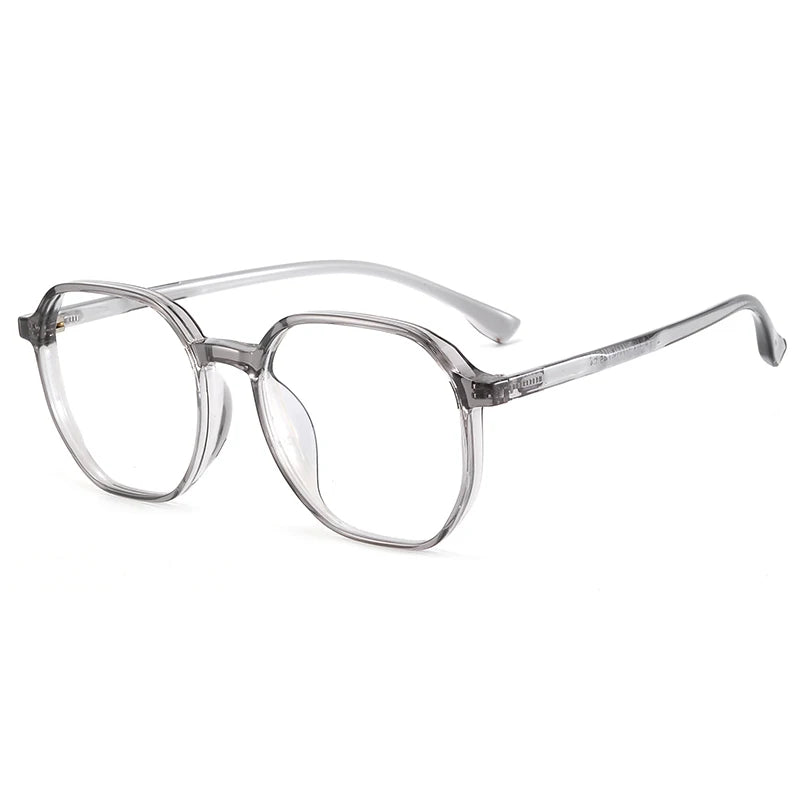 Bclear Unisex Full Rim Polygon Tr 90 Titanium Eyeglasses 90303 Full Rim Bclear Gray