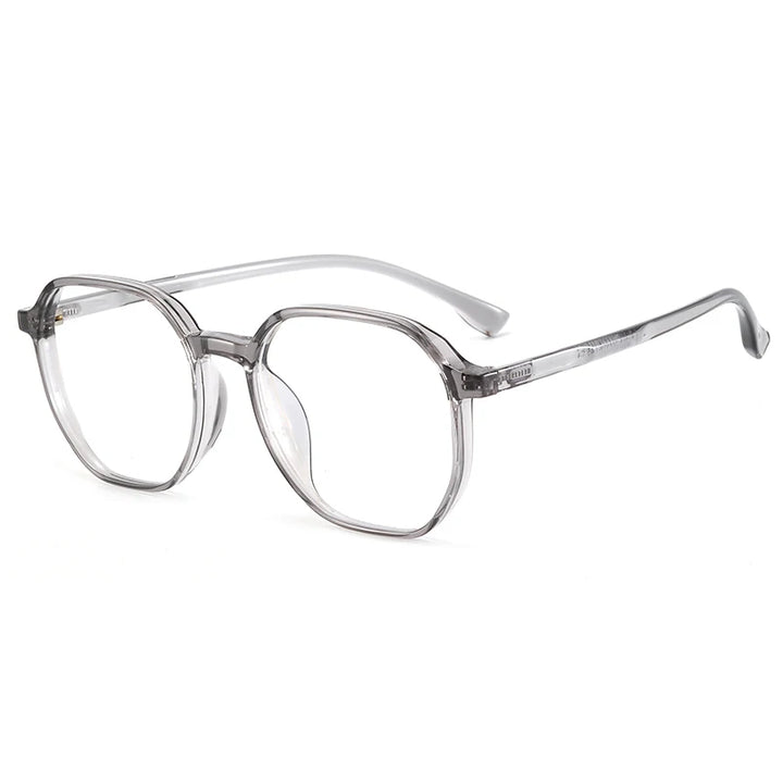 Bclear Unisex Full Rim Polygon Tr 90 Titanium Eyeglasses 90303 Full Rim Bclear Gray