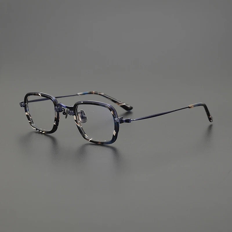 Gatenac Unisex Full Rim Big Square Titanium Acetate Eyeglasses Gxy1556 Full Rim Gatenac Blue