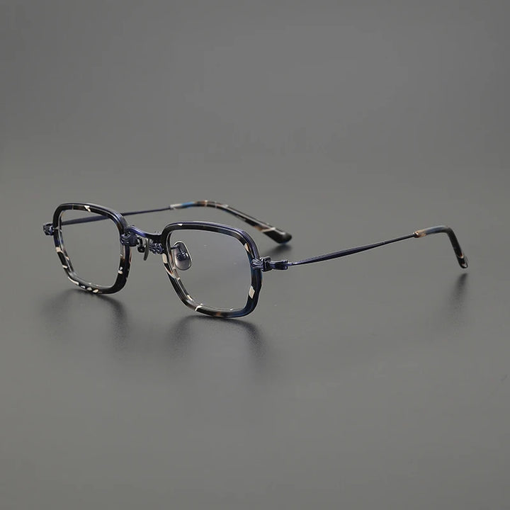 Gatenac Unisex Full Rim Big Square Titanium Acetate Eyeglasses Gxy1556 Full Rim Gatenac Blue