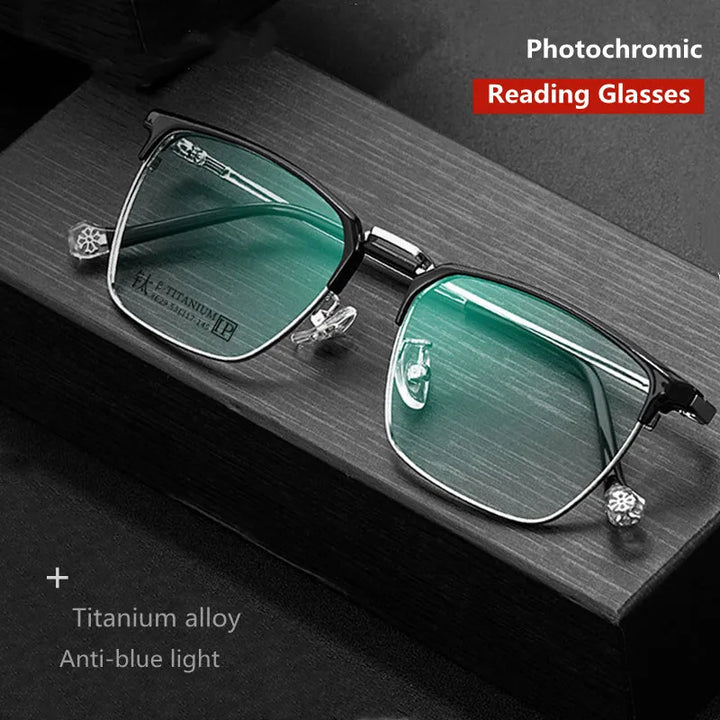 Kocolior Unisex Full Rim Square Titanium Alloy Hyperopic Reading Glasses 8628 Reading Glasses Kocolior