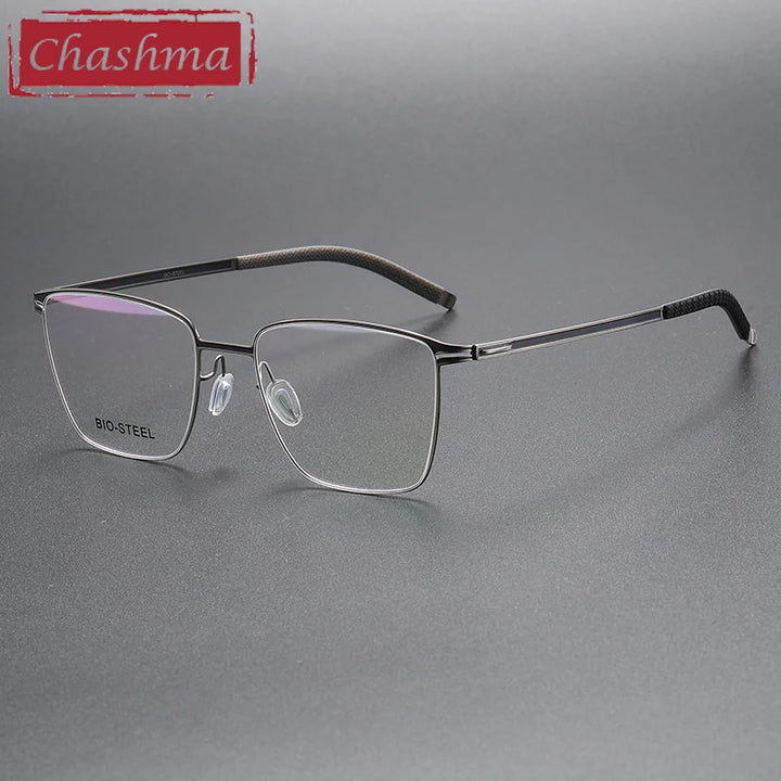 Chashma Ottica Men's Full Rim Square Titanium Eyeglasses 408 Full Rim Chashma Ottica Gray Black  
