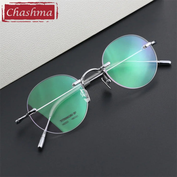 Chashma Ottica Unisex Rimless Octagon Round Titanium Eyeglasses 2323 Rimless Chashma Ottica
