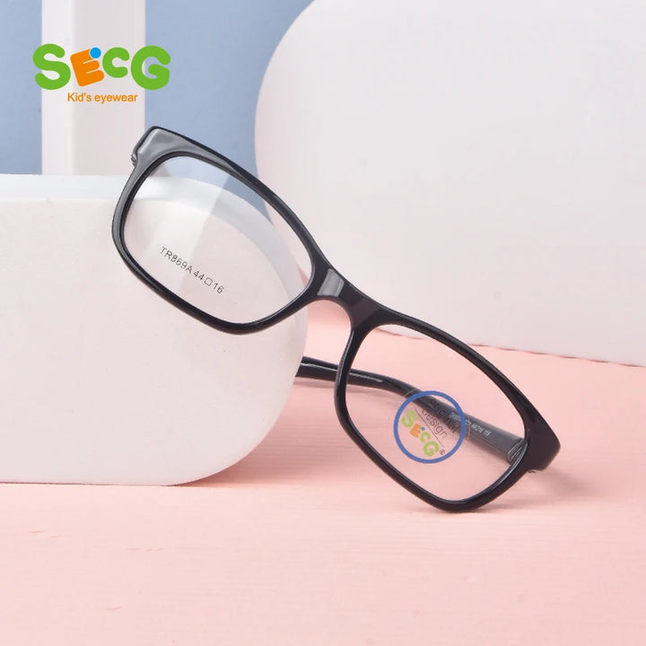 Secg Unisex Children's Full Rim Square Tr 90 Silicone Eyeglasses 8690 Full Rim Secg