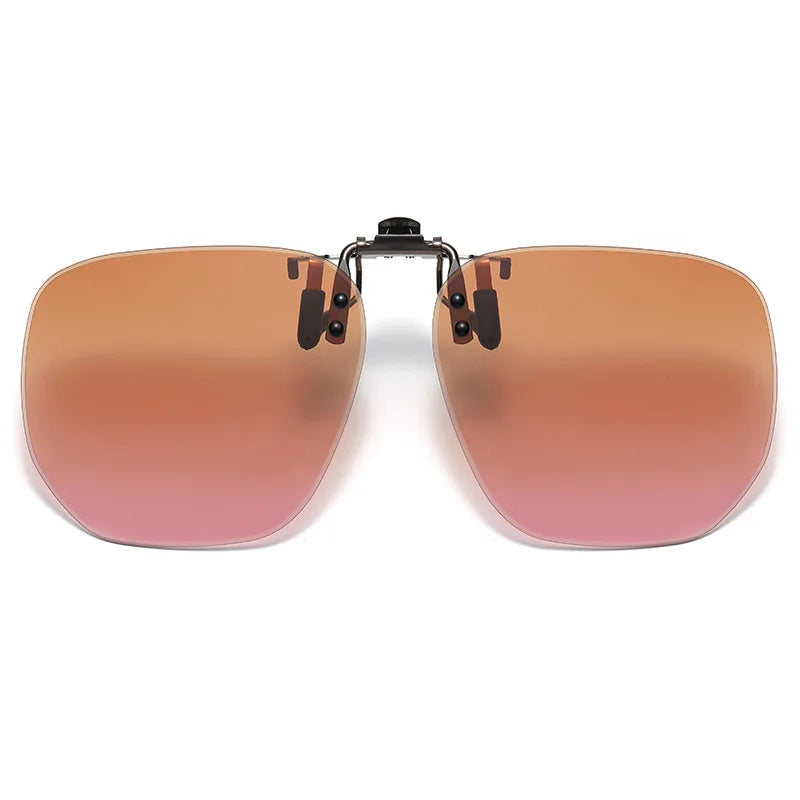 Vicky Unisex Rimless Round Tr 90 Alloy  Polarized Clip On Sunglasses V001 Clip On Sunglasses Vicky Tea Powder Grad