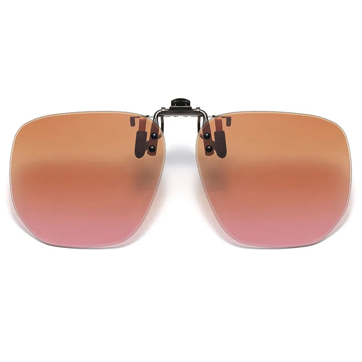 Vicky Unisex Rimless Round Tr 90 Alloy  Polarized Clip On Sunglasses V001 Clip On Sunglasses Vicky Tea Powder Grad