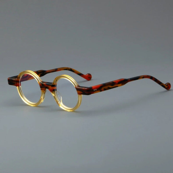 CCspace Unisex Full Rim Round Acetate Eyeglasses 57029 Full Rim CCspace Yellow