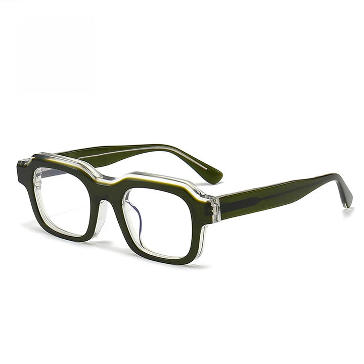 Black Mask Unisex Full Rim Square Acetate Eyeglasses 402450 Full Rim Black Mask Green  