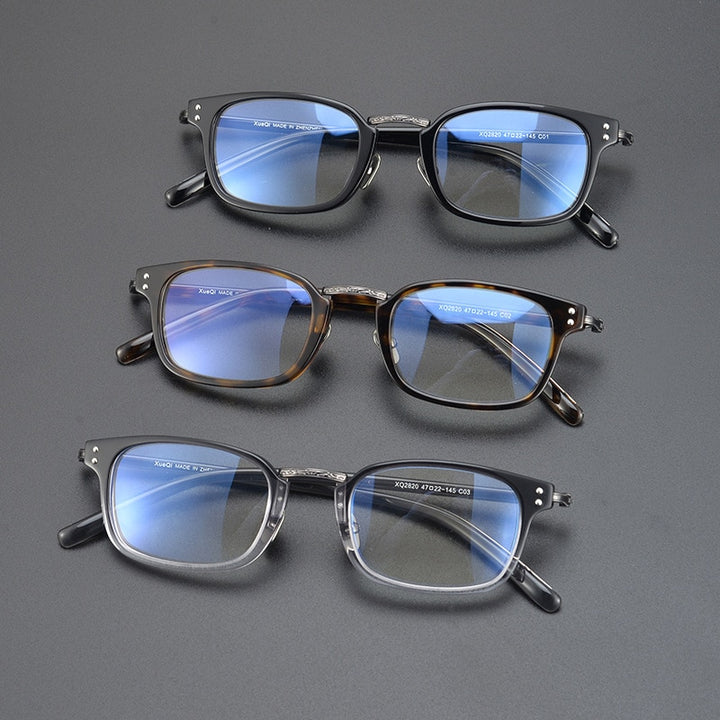 Gatenac Unisex Full Rim Square Acetate Eyeglasses Gxyj1052 Full Rim Gatenac