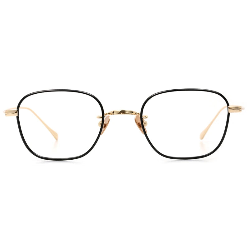 Black Mask Unisex Full Rim Square Titanium Eyeglasses 199gms Full Rim Black Mask Black-Gold