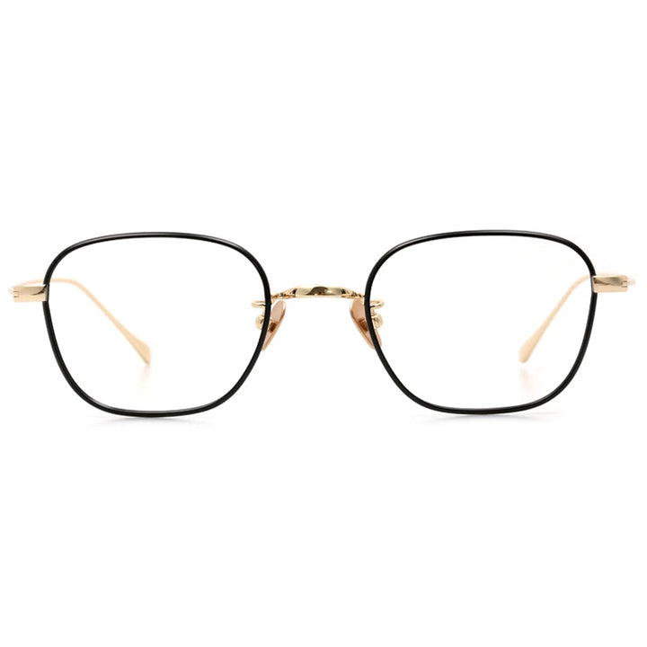 Black Mask Unisex Full Rim Square Titanium Eyeglasses 199gms Full Rim Black Mask Black-Gold