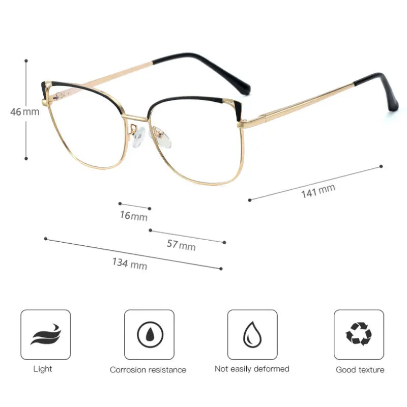 Handoer Women's Full Rim Oval Cat Eye Tr 90 Alloy Eyeglasses 95796