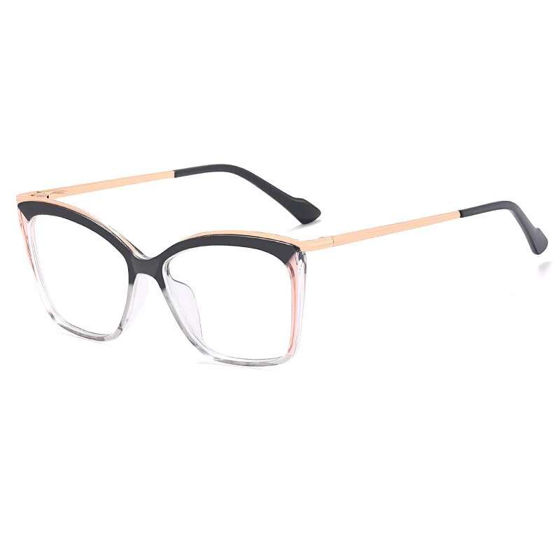 CCSpace Women's Full Rim Square Tr 90 Titanium Eyeglasses 57052 Full Rim CCspace C4BlackTea  