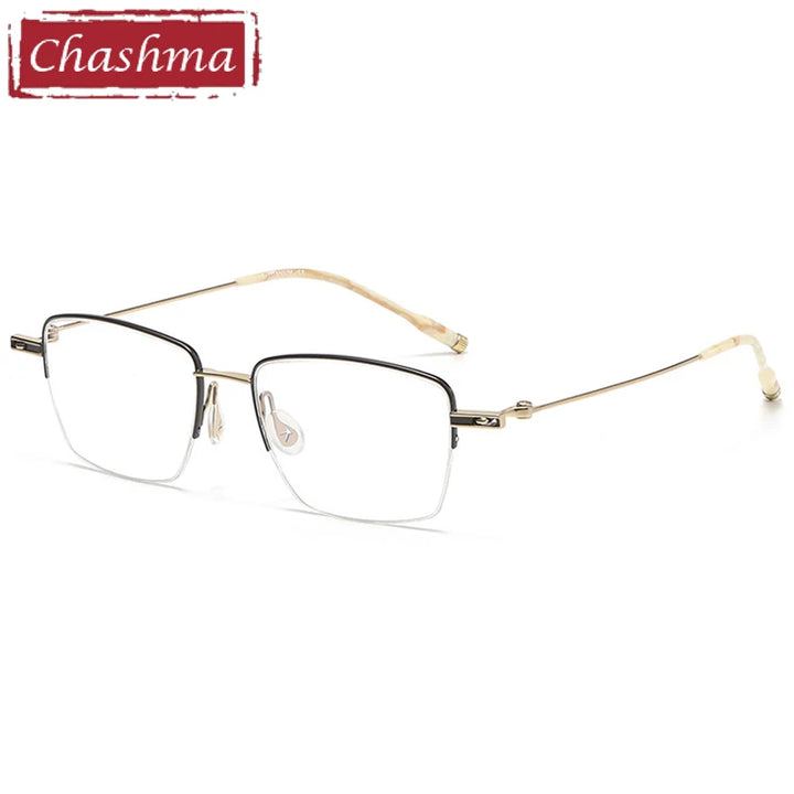 Chashma Unisex Semi Rim Square Titanium Eyeglasses 202307