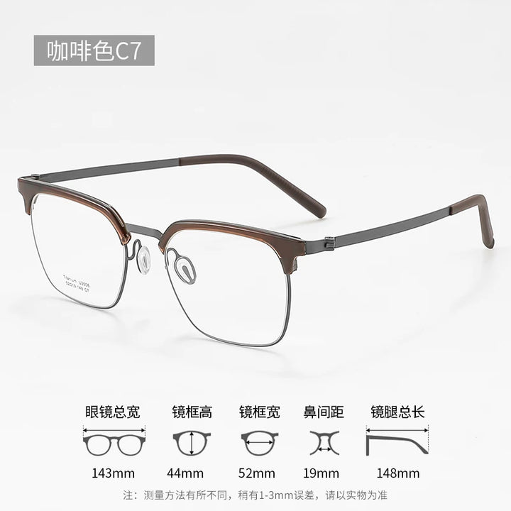 Reven Jate Unisex Full Rim Browline Square Titanium Eyeglasses 2606 Full Rim Reven Jate C7