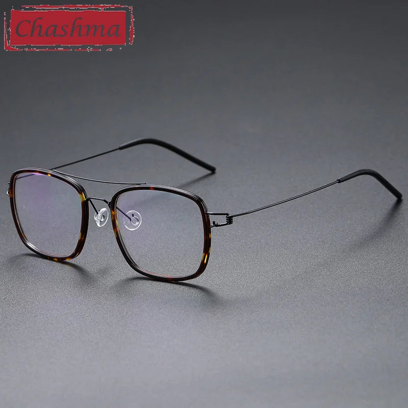 Chashma Ottica Women's Full Rim Square Double Bridge Titanium Acetate Eyeglasses 51138