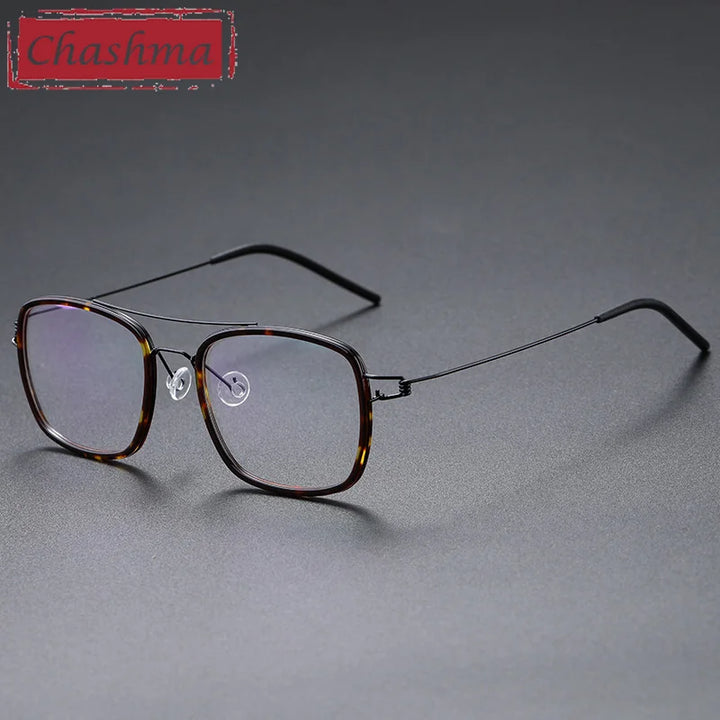 Chashma Ottica Women's Full Rim Square Double Bridge Titanium Acetate Eyeglasses 51138
