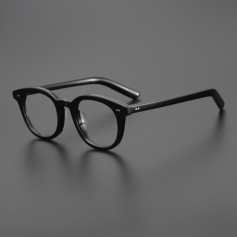 Gatenac Unisex Full Rim Round Square Handcrafted  Acetate Eyeglasses Gxyj1028 Full Rim Gatenac Black