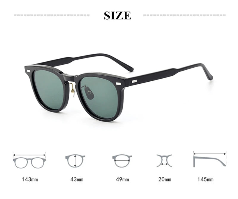Black Mask Unisex Full Rim Square Acetate Polarized Sunglasses 8153 Sunglasses Black Mask