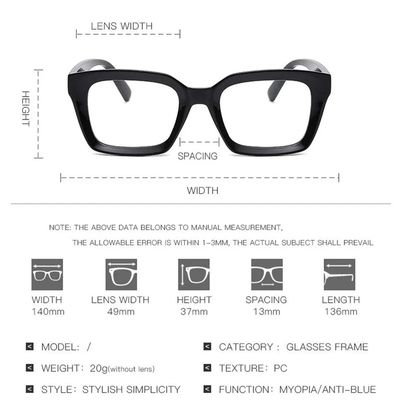 Kocolior Unisex Full Rim Square Acetate Hyperopic Reading Glasses 4913 Reading Glasses Kocolior   
