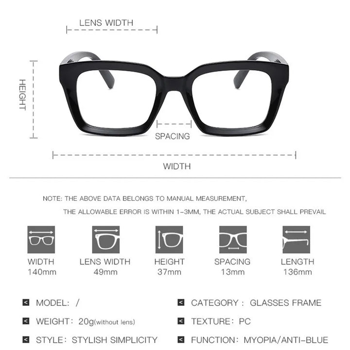 Kocolior Unisex Full Rim Square Acetate Hyperopic Reading Glasses 4913 Reading Glasses Kocolior   