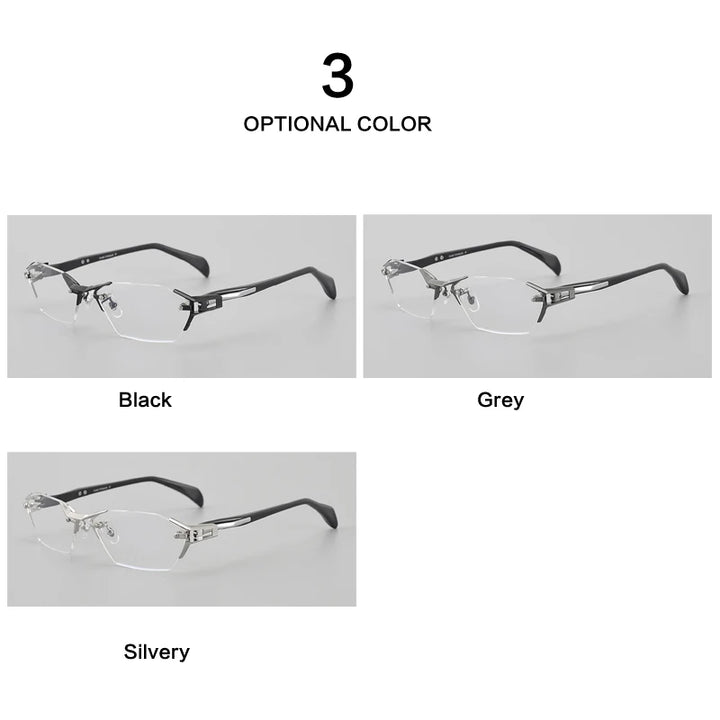 Muzz Unisex Semi Rimless Oval Square Titanium Eyeglasses 41143 Rimless Muzz