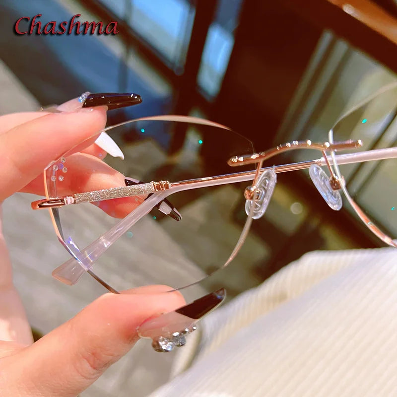 Chashma Ochki Women's Rimless Oval Titanium Eyeglasses 88606 Rimless Chashma Ochki
