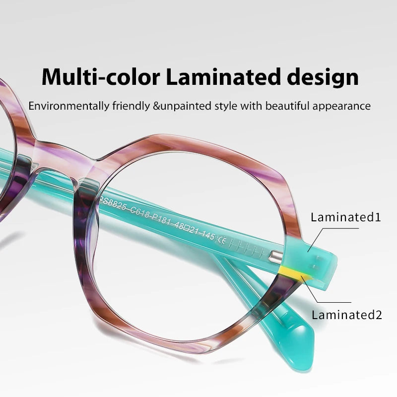 Gmei Women's Full Rim Polygon Acetate Eyegasses 8825 Full Rim Gmei Optical