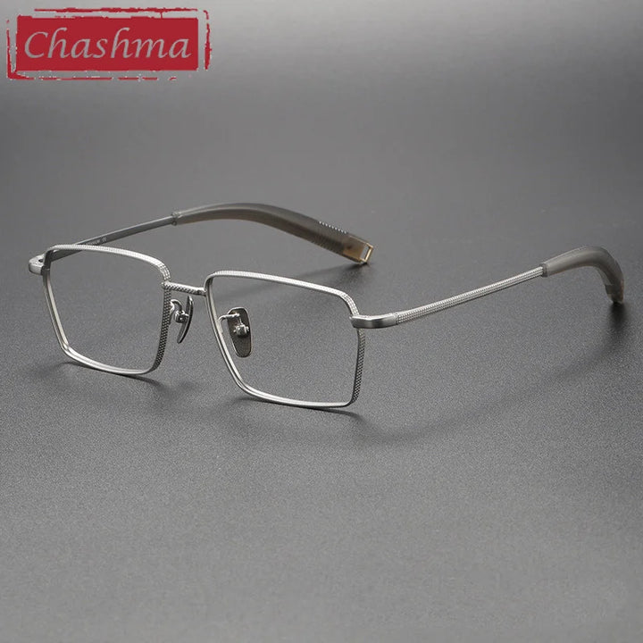 Chashma Ottica Men's Full Rim Square Titanium Eyeglasses 07519 Full Rim Chashma Ottica Silver  