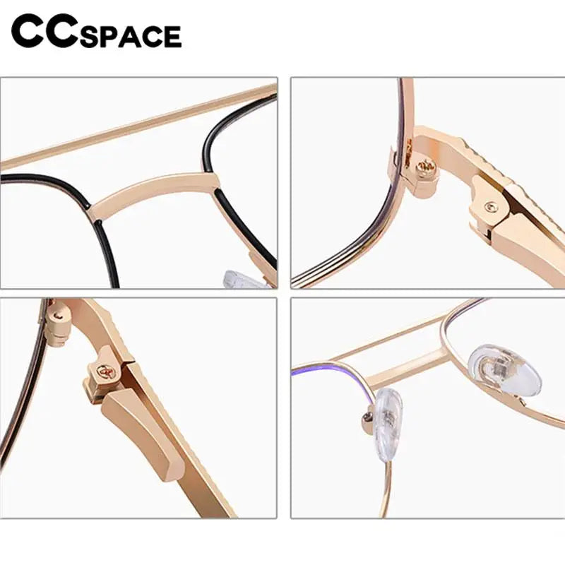 CCspace Unisex Full Rim Square Double Bridge Alloy Eyeglasses 57288 Full Rim CCspace