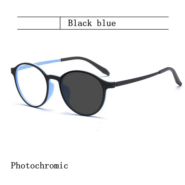 Kocolior Unisex Full Rim Round Plastic Reading Glasses A3050 Reading Glasses Kocolior Photochromic B Blue 0 