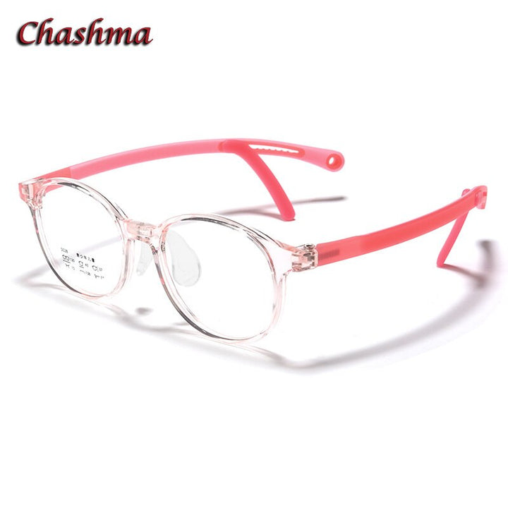 Chashma Unisex Children's Full Rim Round Tr 90 Titanium Eyeglasses 5028 Full Rim Chashma Transparent Pink