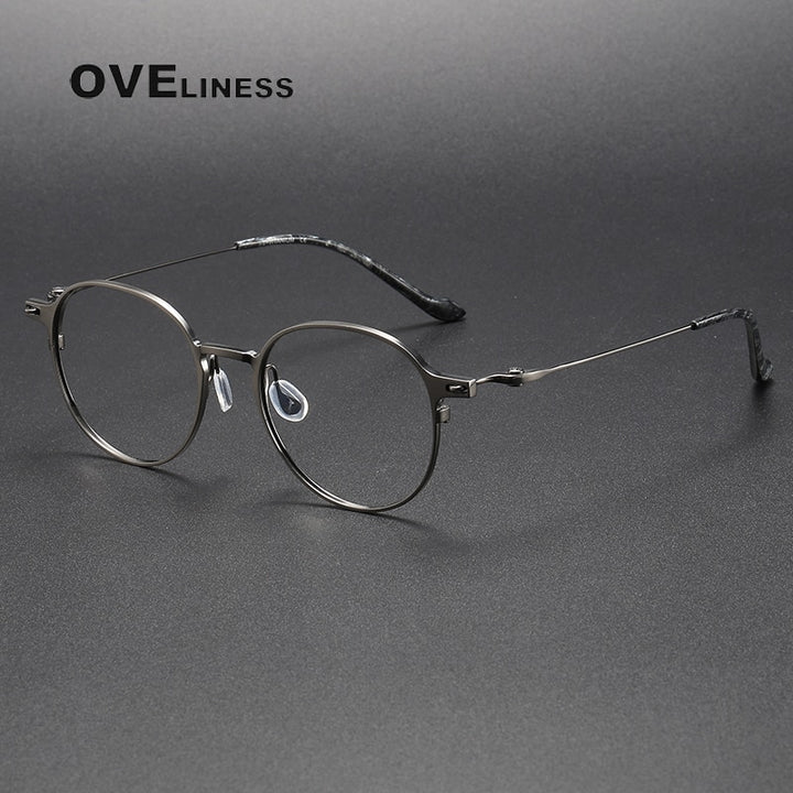 Oveliness Unisex Full Rim Round Titanium Eyeglasses 8202315 Full Rim Oveliness gun  