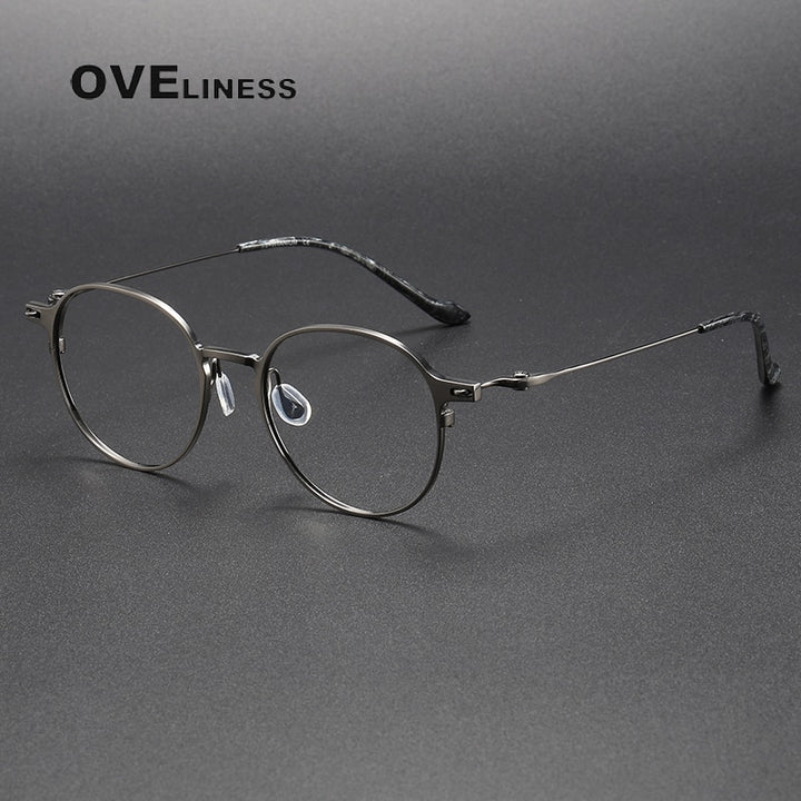 Oveliness Unisex Full Rim Round Titanium Eyeglasses 8202315 Full Rim Oveliness gun