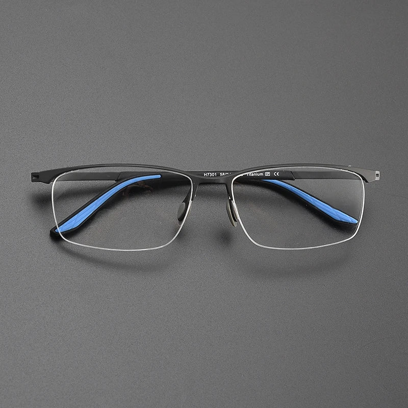 Nobler Unisex Semi Rim Square Titanium Eyeglasses 1730 Full Rim Nobler C5