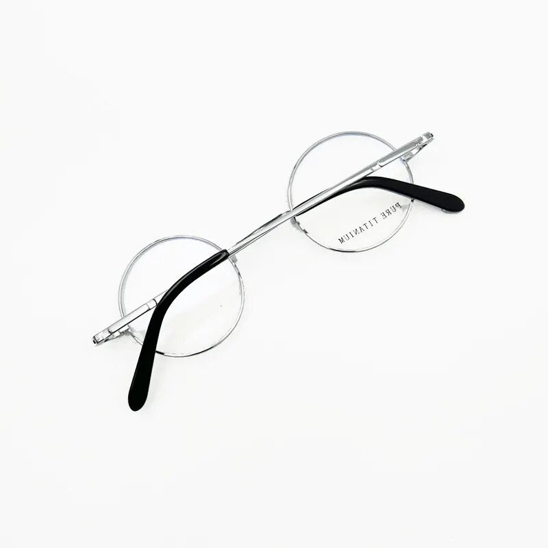 Yujo Unisex Full Rim Small Round Titanium 42mm Eyeglasses Full Rim Yujo