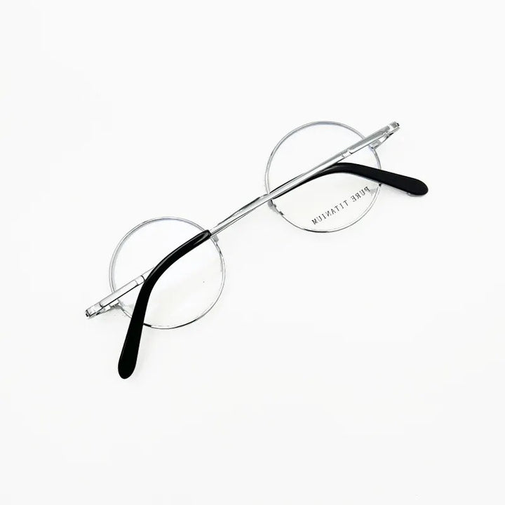 Yujo Unisex Full Rim Small Round Titanium 42mm Eyeglasses Full Rim Yujo