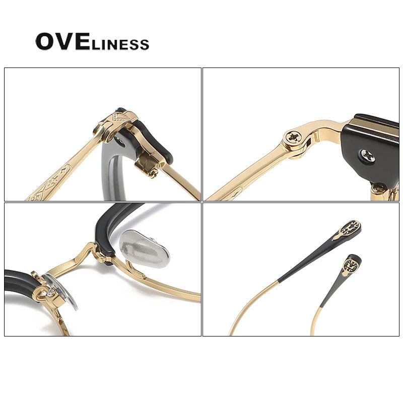 Oveliness Unisex Full Rim Square Acetate Titanium Eyeglasses 80900 Full Rim Oveliness   