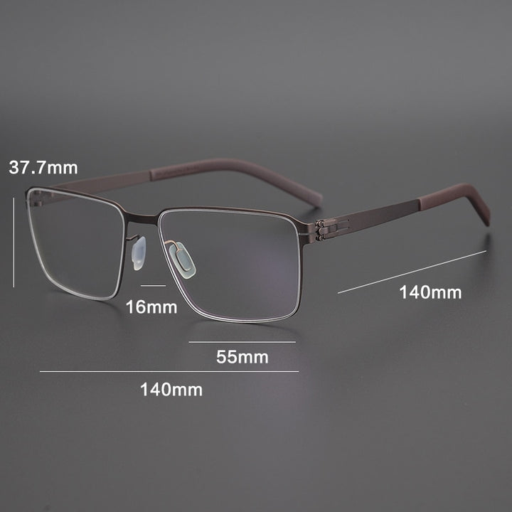 Gatenac Unisex Full Rim Square Titanium Alloy Eyeglasses Gxyj1075 Full Rim Gatenac