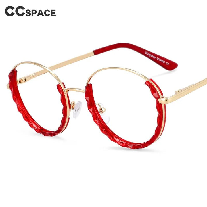 CCspace Women's Full Rim Round Hyperopic Alloy  Reading Glasses R51012 Reading Glasses CCspace