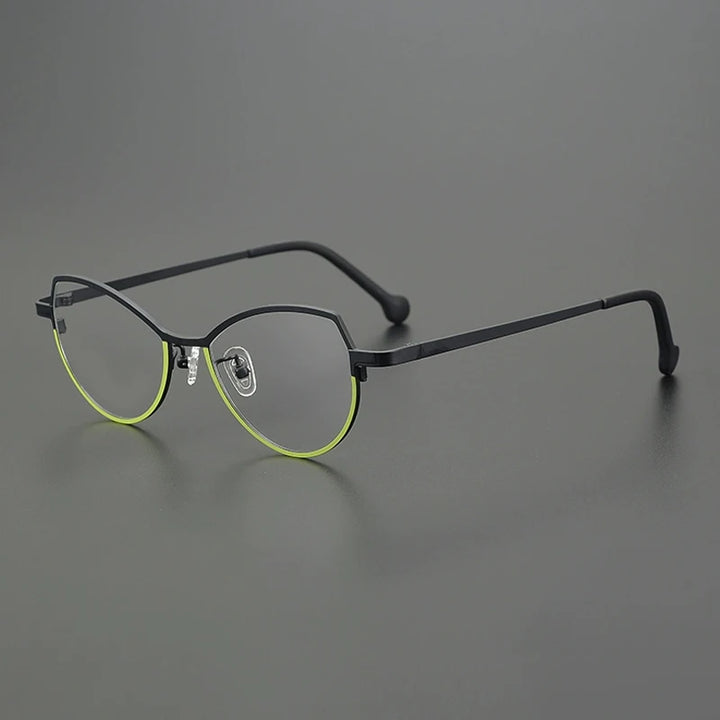 Gatenac Unisex Full Rim Brow Line Cat Eye Titanium Eyeglasses Gxy85848