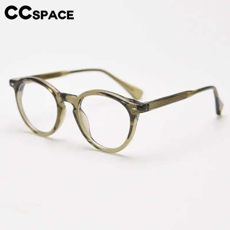 CCspace Unisex Full Rim Round Tr 90 Titanium Eyeglasses 57022 Full Rim CCspace