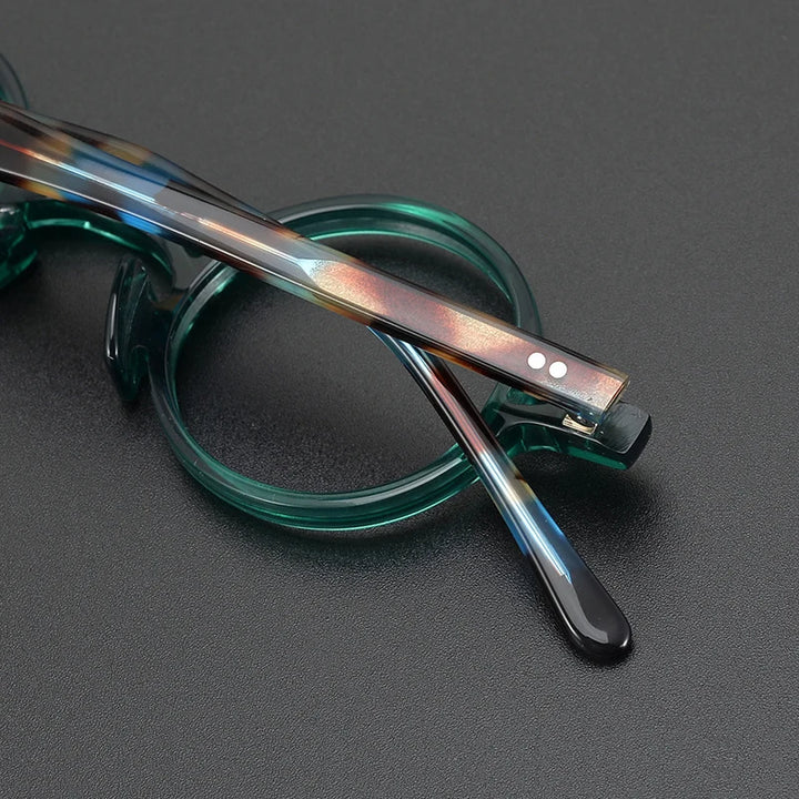 Yujo Men's Full Rim Small Round Double Bridge Acetate Eyeglasses 2058e Full Rim Yujo