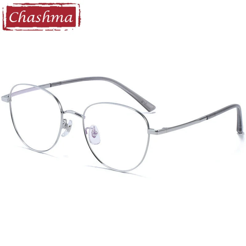 Chashma Ottica Unisex Full Rim Oval Titanium Alloy Eyeglasses 1515 Full Rim Chashma Ottica Silver